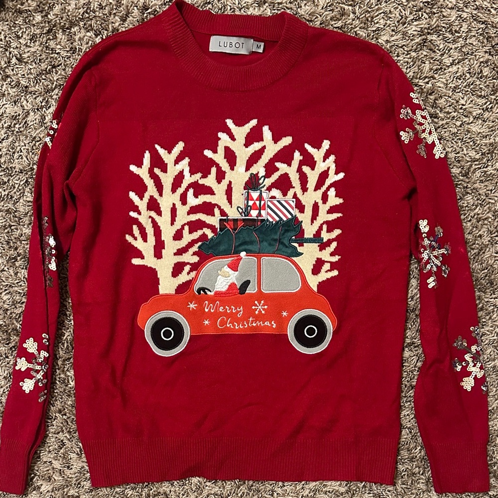 Lubot Christmas Sweater Medium Red